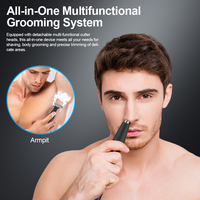 Rasoir électrique PRITECH 2-en-1 pour hommes, tondeuse visage et corps, rasoir nez et oreilles, sans accrocs, lame lisse, support de charge