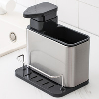 Organisateur d'évier de cuisine en acier inoxydable BX, égouttoir multi-compartiments pour éponges, brosses et produits de nettoyage