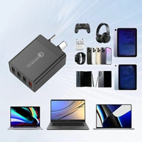 Chargeur mural USB 4 ports, prise AU, adaptateur multi-USB à charge rapide, charge rapide 18W, chargeur de voyage, noir ou blanc au choix