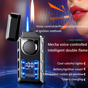 Đèn khò gas tích điện DEBANG <span class=keywords><strong>2</strong></span> trong 1, bật lửa sạc <span class=keywords><strong>USB</strong></span>, có thể tùy chỉnh logo, ngọn lửa kép, bật lửa điều khiển bằng giọng nói - Product Image 2