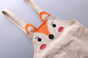 <span class=keywords><strong>Ensemble</strong></span> barboteuse et <span class=keywords><strong>short</strong></span> rayés 100 % coton pour bébé garçon avec bretelles renard de dessin animé pour l'été – Vente en gros - Product Image 4