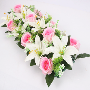 ที่กำหนดเองดอกไม้ประดิษฐ์ฉากหลังแต่งงานตกแต่งดอกไม้แถวจัดด้วยราคาขายส่ง - Product Image 3