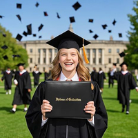 Protège-diplôme A4 en cuir PU vierge avec logo personnalisé et impression or/argent – Porte-certificat