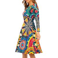 Mandala ethnique motif floral robes de soirée traditionnelles femmes soirée élégance 2022 manches longues a-ligne genou longueur robe femmes