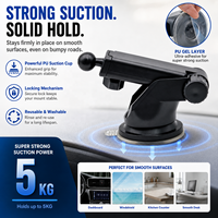 Support universel pour téléphone et tablette de voiture à ventouse, bras télescopique 360° °   Support de tableau de bord rotatif pour pare-brise, clip sécurisé anti-vibration