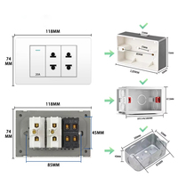 BAOBEN PC Ignifuge 4*2 Panneaux Standard Brésilien 20A Interrupteur Prise Murale Thaïlandaise à Deux Trous Blanc Noir Gris Or