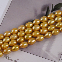 Brins de perles de culture d'eau douce teintes or des mers du Sud, forme riz, 7-8 mm, vente en gros pour la fabrication de bijoux
