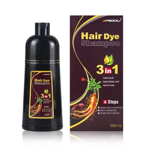 Meidu OEM Wholesale Factory Burgundy Private Label Chinese Natural Brown Herbal Black Permanent Hair Dye Shampoo 3 in 1