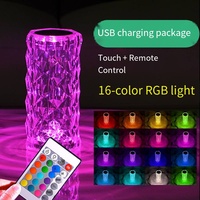 Lampe de table USB DC flexible en cristal romantique, à commande tactile, intensité réglable, rechargeable, CRI 90 élevé, télécommande pour pub et photographie