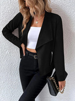 2024 mode Chamois fermeture éclair col rabattu court Blazer luxe coupe-vent Trench cuir manteau pour les femmes