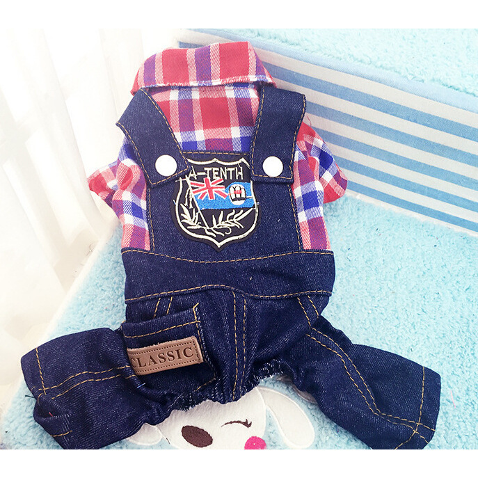 Four-legged plaid denim in bright red