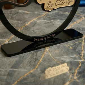 Panneau de bureau circulaire personnalisé en acrylique, effet métallique 3D, support de logo, signalétique de table personnalisée pour <span class=keywords><strong>salon</strong></span> de beauté, studio, décoration de bureau - Product Image 4