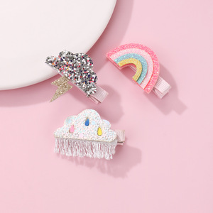 Venta caliente diseño creativo dulce Arco Iris relámpago nube bebé lado Clip Horquillas para el cabello lindo conjunto de pinzas para el cabello para niños - Product Image 1