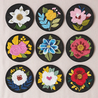Écussons ronds en chenille, badge tissé personnalisé, dos auto-agrippant, logo de marque en lettres, patch brodé en tissu, étiquette brodée