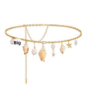 Bijoux pour femmes : Chaîne de corps, Chaîne de taille, Bijoux plaqués or, Bijoux coquillages et perles, Pendentif étoile de mer, Chaîne de ventre, Plage - Product Image 5