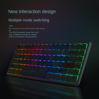 Keyboard Mekanik Plastik Ultra Tipis Nirkabel Tiga Mode dengan Lampu Latar RGB, Sakelar Red Axis / Berkabel untuk Kantor