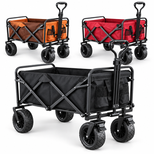 Side Opening Foldable Camping Wagon with Seat Function Outdoor Utility Cart for Picnic Fishing and Leisure - Product Image 5