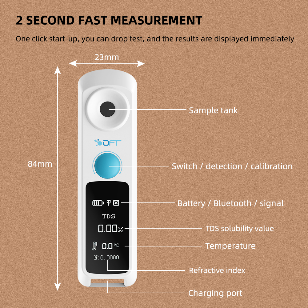Digital Brix TDS Refractometer coffee Waterproof with Smart bluetooth
