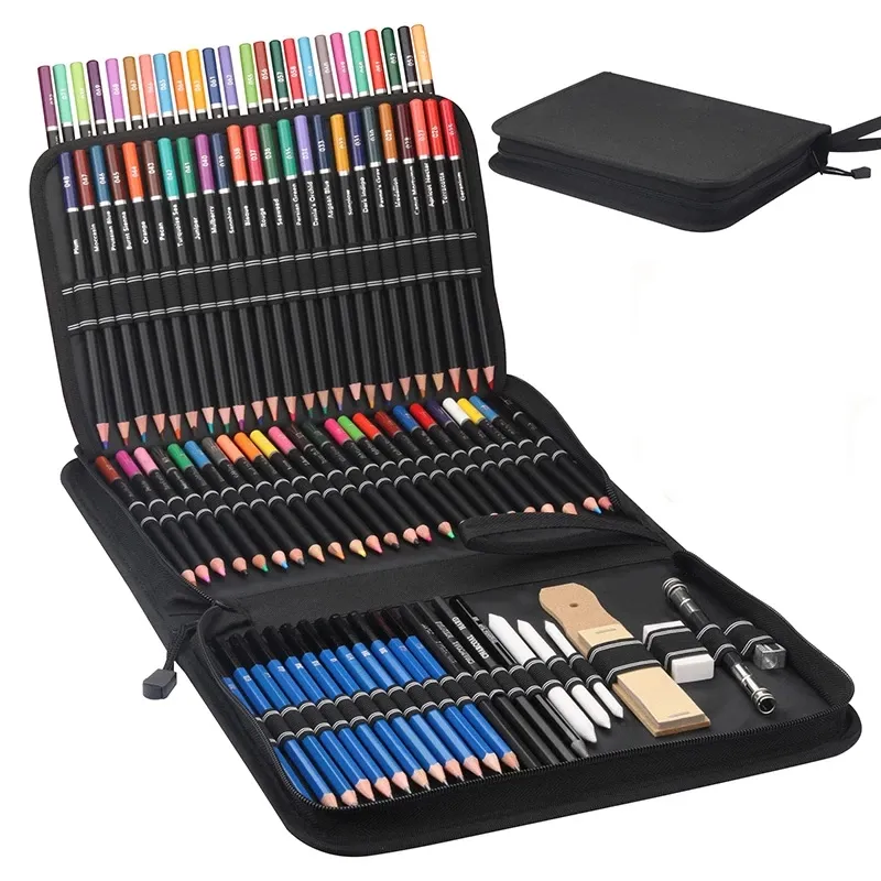 Set di matite da schizzo professionale da 96 pezzi con borsa da trasporto per bambini, Kit di matite colorate