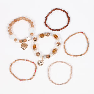 Fashion Jewelry <b>Sets</b> Women's Beaded <b>Bracelets</b> 6Pcs Bohemian Style Heart Charm Crystal Rhinestone Gift <b>Set</b> Made In China - Product Image 3