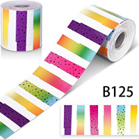 Vente en gros de bordures de tableau d'affichage adhésives colorées décor pastel à rayures à pois arc-en-ciel pour salle de classe papier à lettres dessin animé