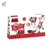 Jouets de rôle en plastique pour bébé Chengji, ensemble de 5 accessoires pour poupées, chaise haute pour poupée