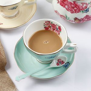 Juego de platillos de taza de café de China de hueso clásico de estilo europeo, diseño dorado creativo, forma de flor, té de la tarde, Festival del Medio Otoño - Product Image 3