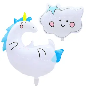 新款卡通云天使独角兽箔气球派对用品儿童生日派对气球装饰