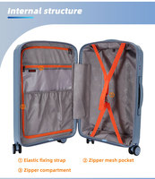 Valise rigide en PP OEM en gros, en similicuir suédé, avec serrure à combinaison, étanche, antivol, fermeture éclair, ensemble complet
