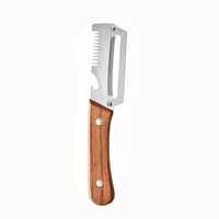 3-in-1 multifunctionele roestvrijstalen schilmes met houten handvat, groente- en fruitschiller, flesopener, keukengereedschap