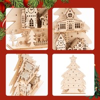Puzzle 3D en bois personnalisable, kit de modélisme en bois, à assembler soi-même, ornement décoratif pour vitrine de vacances