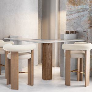 Nordischer Stil Mid-Century-Modern Massivholz Kommerzieller Barhocker für Zuhause und Restaurant - Product Image 4