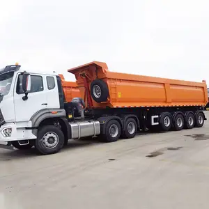 4 trục 60 tấn thủy lực Dump Tipping Trailer trang trại đầy đủ loại phía sau tipper Truck Trailer