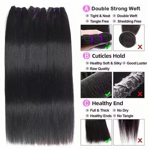 Extensiones <span class=keywords><strong>de</strong></span> Cabello Humano Indio 100% Virgen, Súper Doblemente Tramado, Liso, <span class=keywords><strong>de</strong></span> Alta Calidad, 18A, 100g/Paquete - Product Image 3