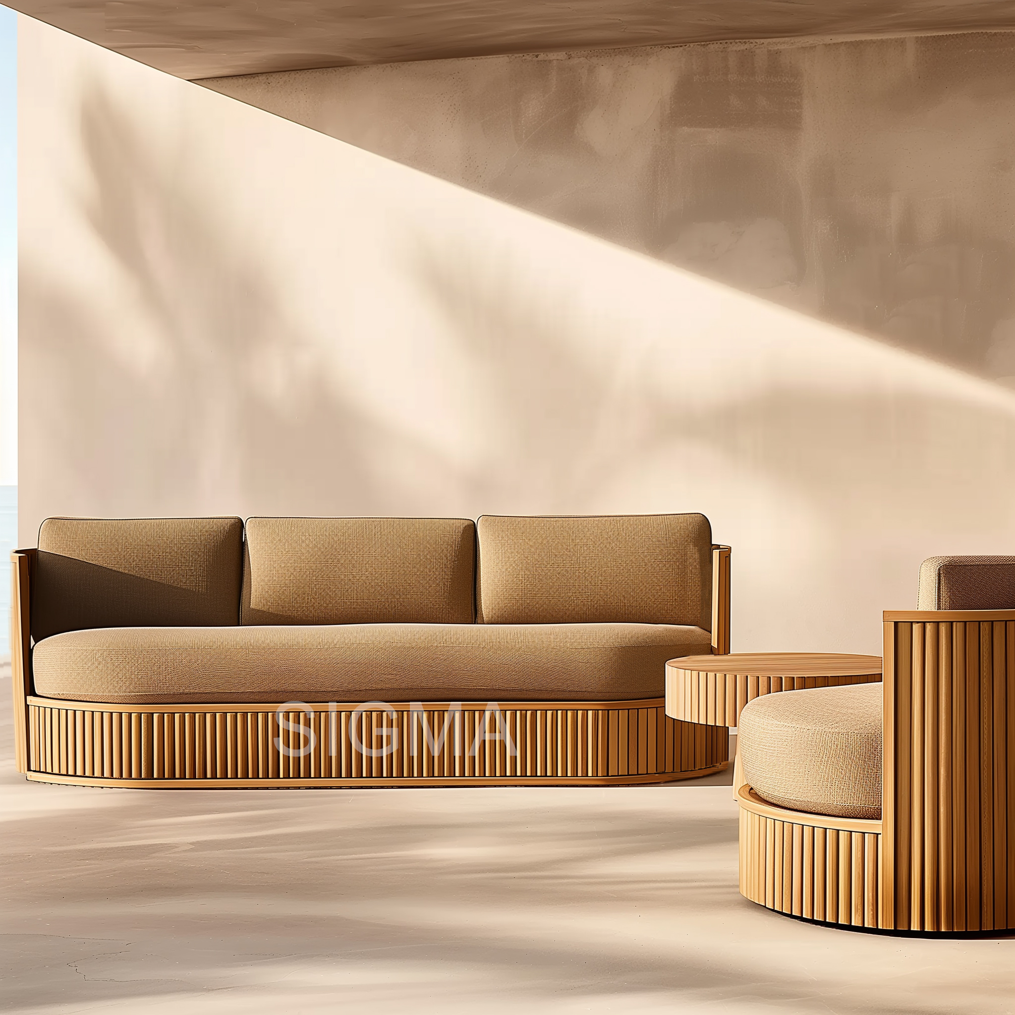 Luxury Balcony Garden Outdoor Furniture High Quality Cover Cushion Teak Sofa Set