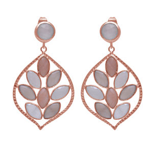 Best Quty Solid .925 Sterling Sier Peach Moonstone Pendientes colgantes Diseñador de moda Joyería chapada en oro para fiestas y regalos - Product Image 3
