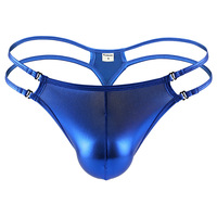 Slip string respirant et antibactérien pour homme, en similicuir imprimé numérique, en soie glacée unie, personnalisé, taille basse, grande taille