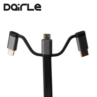 Mini câble de charge rapide Type-C multi-chargeur pour iPhone 13/12/11/X/XR/XS avec 3 ports USB et transfert de données