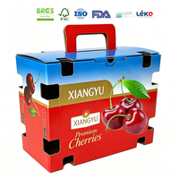 Boîte en cerisier personnalisée DL avec poignée, carton ondulé imprimé pour les producteurs et les grossistes de fruits frais