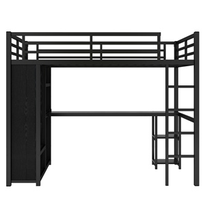 <span class=keywords><strong>Lit</strong></span> mezzanine multifonctionnel avec bureau et étagères, structure métallique robuste, démontable, pour chambres, dortoirs, appartements, écoles, salons, ateliers - Product Image 5