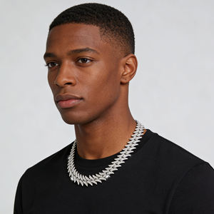 Pulseras Europeas Más Vendidas de 14mm, Collares de Cobre con Diamantes Completos Estilo Hip-Hop, Joyería Masculina al por Mayor, Símbolo Urbano - Product Image 3