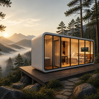 Capsule spatiale préfabriquée entièrement finie, maison modulaire, cabane Apple, mini-maison, mur en verre, pod de vie mobile portable, hôtel, centre commercial