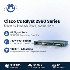 Commutateur réseau administrable d'entreprise Catalyst WS-C2960XR-48FPS-I 48 ports Gigabit PoE+ 740W L3 IP Lite double alimentation PoE - Product Image 2