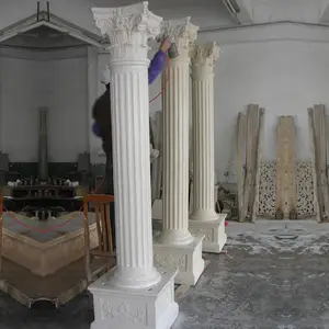 Venda por atacado design decorativo de esculpir grande pilar da coluna romana de mármore natural branco redondo para venda