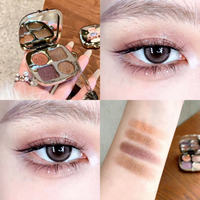 4 Warna IGOODCO Langsung dari Pabrik Bebas Kekejaman Tahan Air Berkilau Satin Eyeshadow Glitter Tekan Set Kosmetik Cermin Hadiah