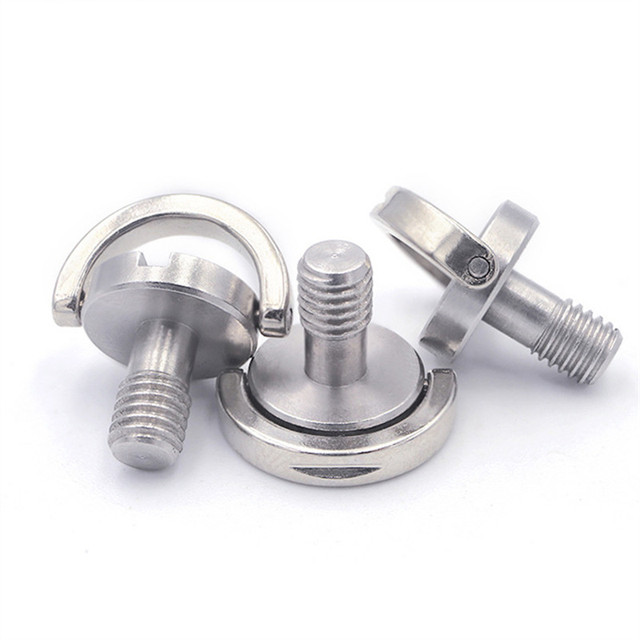 Stainless Steel Quick Release D Ring Adapter Screw 3/8-16 1/4-20 Hinged Holder Camera Thumb Fixing Screw Thread for Tripod