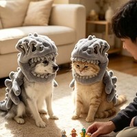 Costume de tête de dinosaure 3D pour animaux de compagnie, en peluche douce de haute qualité, en fibre de polyester, pour chiens et chats