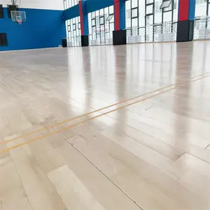 Basketball Court Very Stable UV Coating Smooth Finished Chinese Maple Sport Hardwood Solid Wood Flooring For Gym