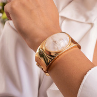 Nouveau Bracelet Oliva Tendance Classique Populaire Minimaliste Exagéré Large en Métal Plaqué Or pour Femme