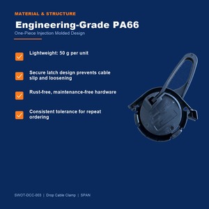 ตัวหนีบสาย<span class=keywords><strong>ไฟเบอร์</strong></span>ออปติก PA66 ตัวหนีบสายดรอปไวร์ 3-5 มม. ตัวรองรับสายเคเบิลอากาศ สำหรับติดตั้งเสาภายนอกอาคาร FTTH ขายส่ง - Product Image 2